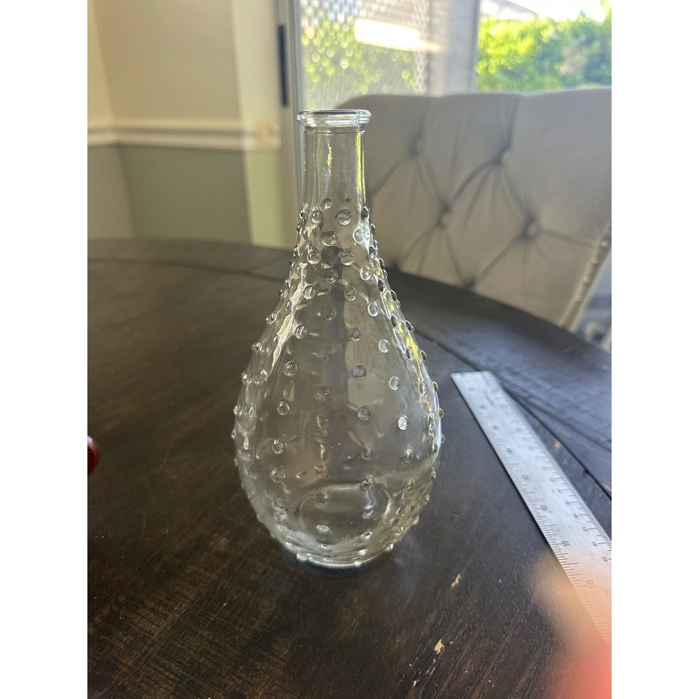 Vintage Clear Glass Hobnail Bubble Bud Vase Teardrop Shape 8.5 Inch EUC